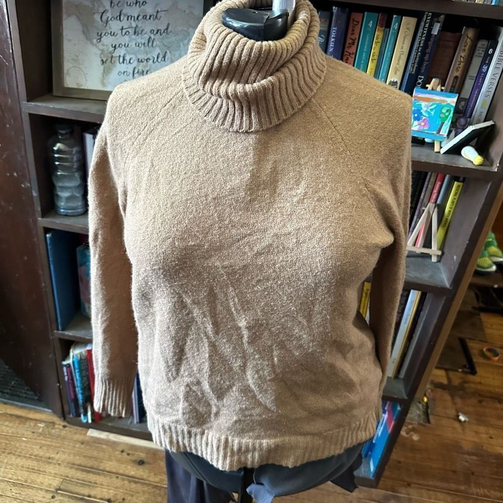 J Crew camel cowl neck alpaca wool blend XS pullover sweater